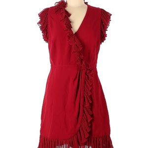 Red flutter ruffle dress